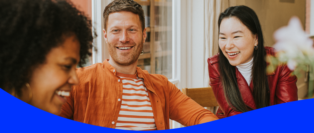 A group of friends laughing together